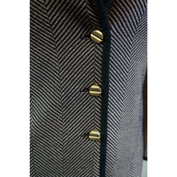 St. John Collection Pale Pink/Charcoal Herringbone Jacket w/ Suede Trim sz 6 - Picture 9 of 11